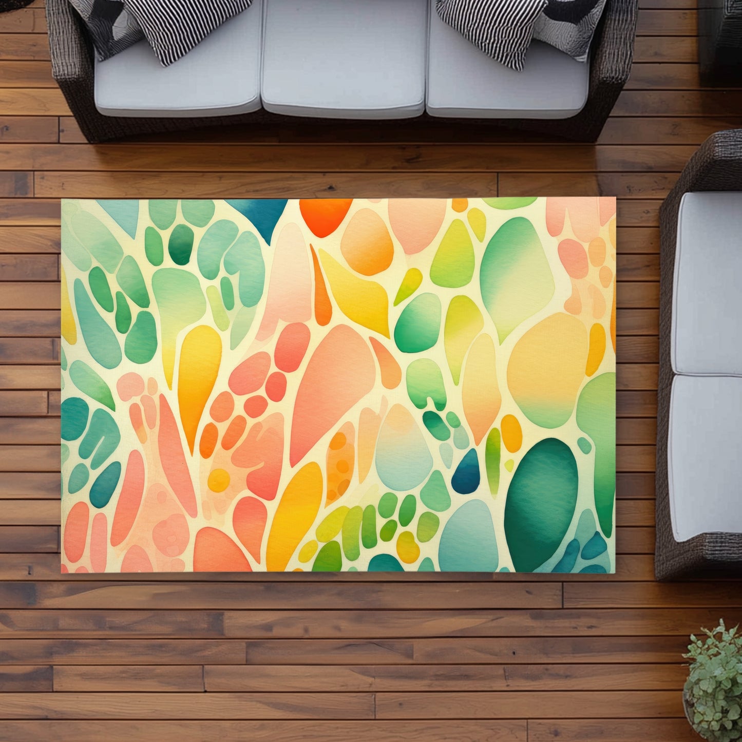 Organic Fruits Turquoise Outdoor Area Rug | Home Decor Essentials
