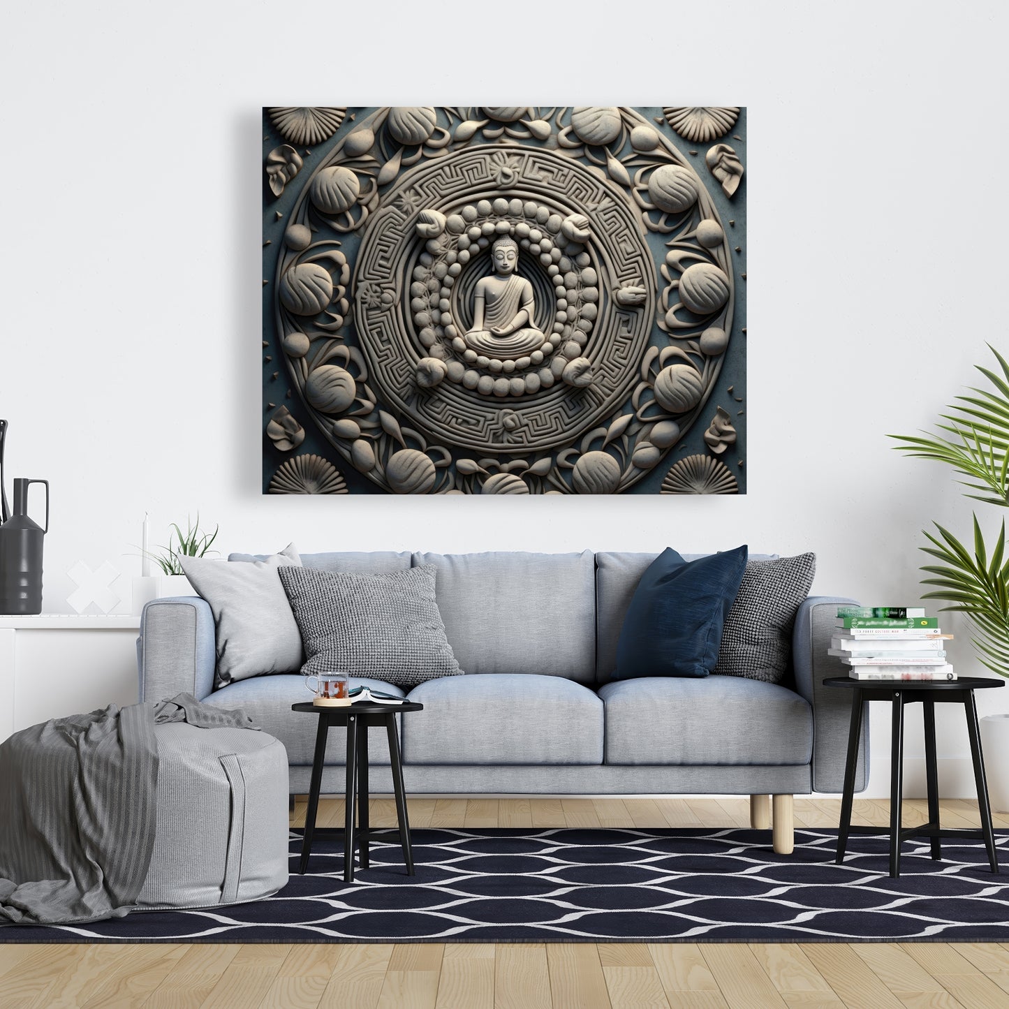 Spiritual Peace - White Canvas Home Decor | Tranquil Art