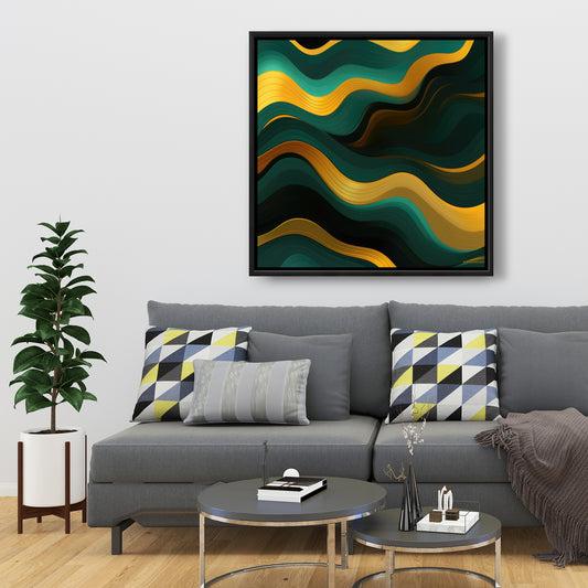 Golden Harmony - Gold Framed Canvas for Elegant Home Decor