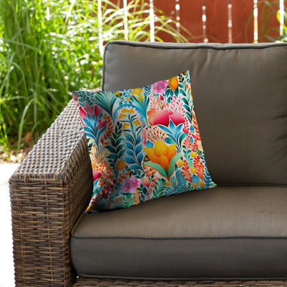 Flowing Flowers Pink Poly Twill Throw Pillow | Home Decor Insert