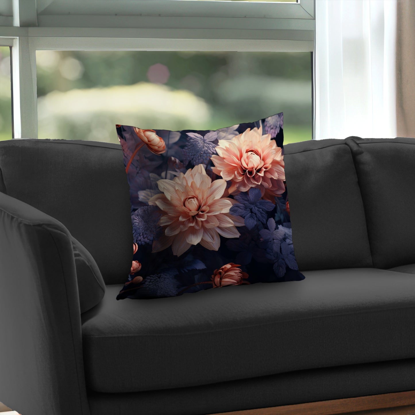 Pink and Purple Black Poly Twill Throw Pillow - Home Decor Insert