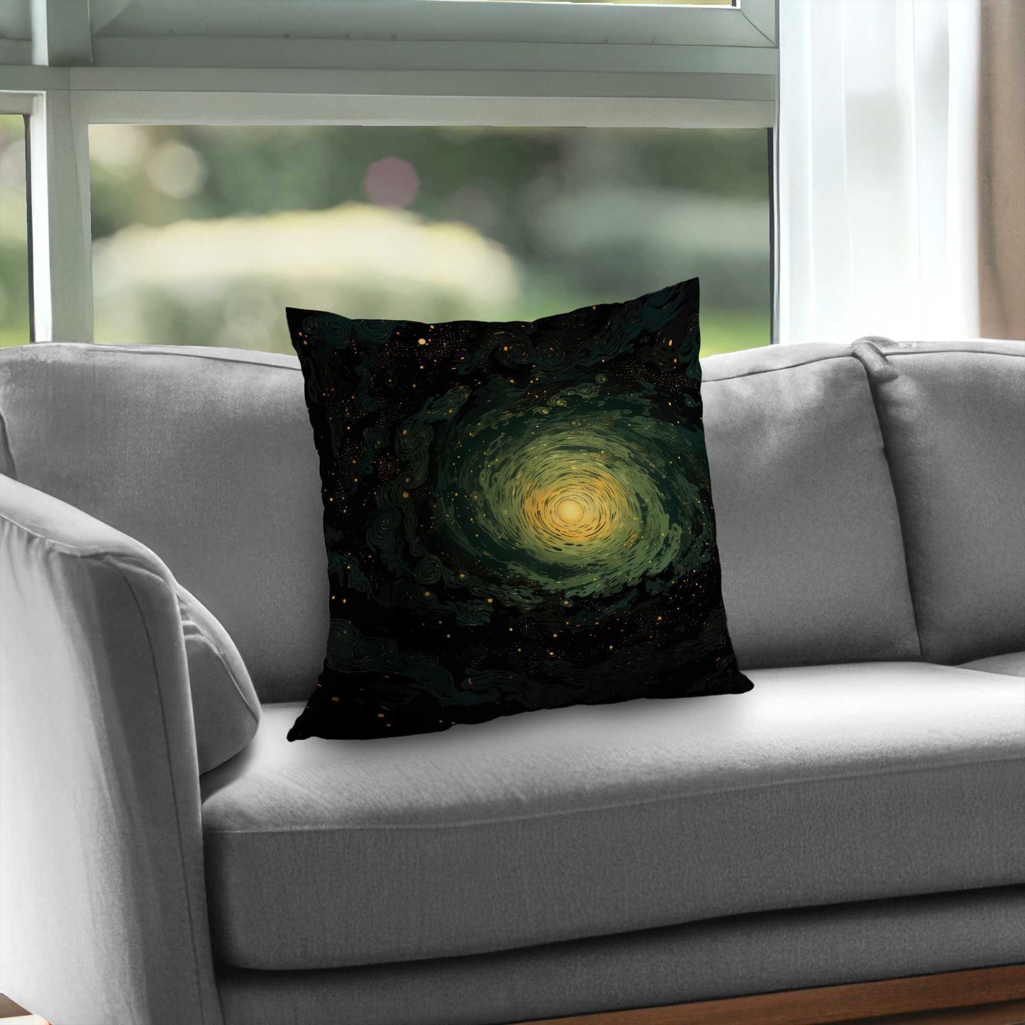 Coussin décoratif en sergé de polyester à motif de gaz tourbillonnants | Accessoire de décoration intérieure
