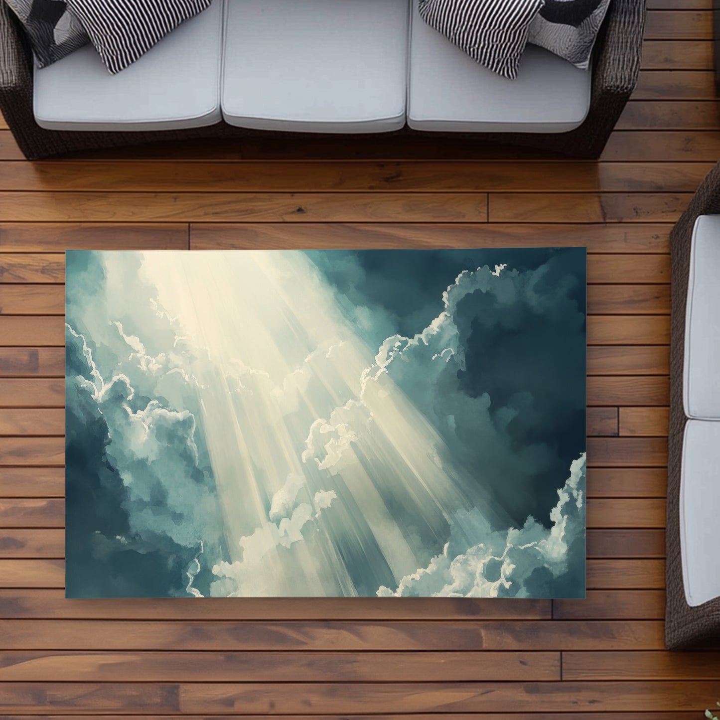 Beam of Light - White Outdoor Area Rug for Home Decor