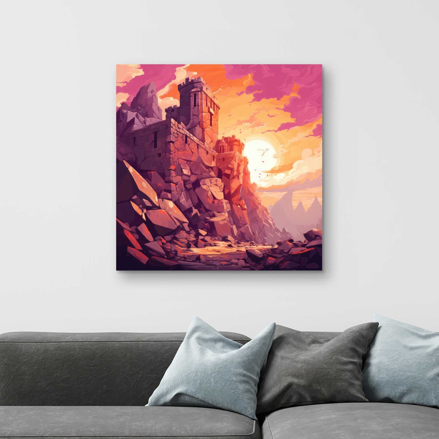 The Setting Rampart - White Canvas | Stylish Art