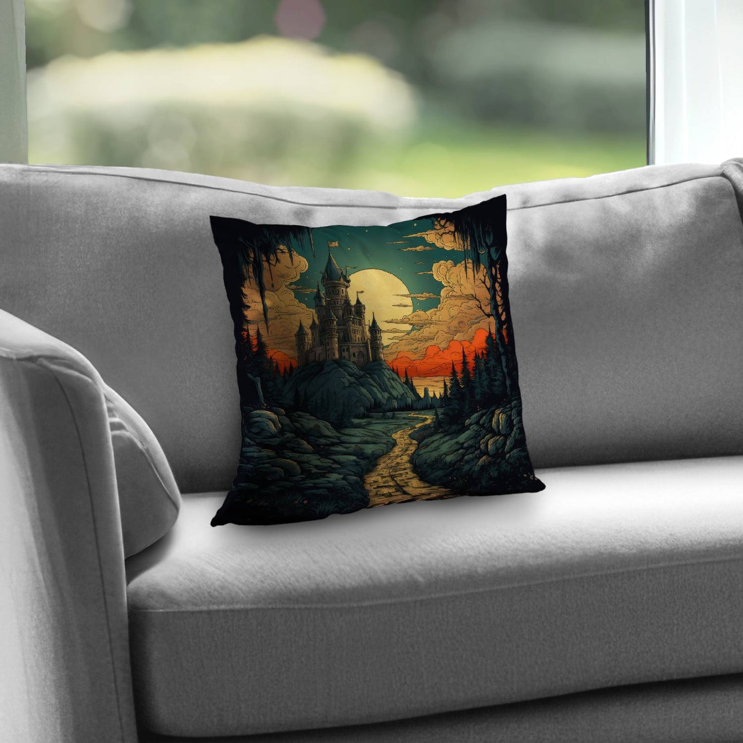 Haunted lands - Throw pillow - Print on demand