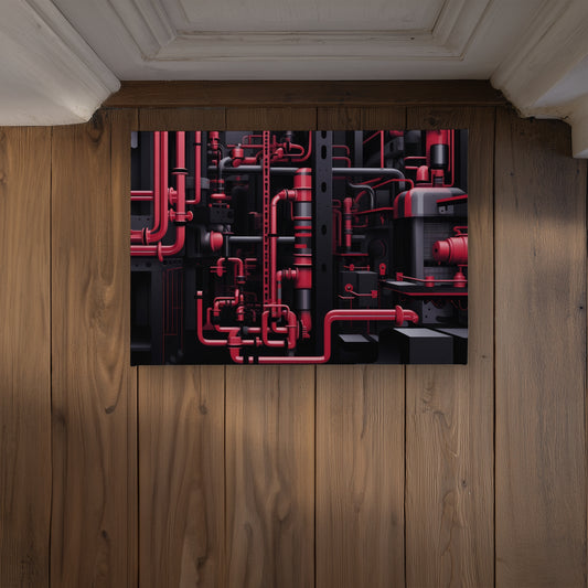 Machinery Red Indoor Outdoor Door Mat - Home Decor Accent