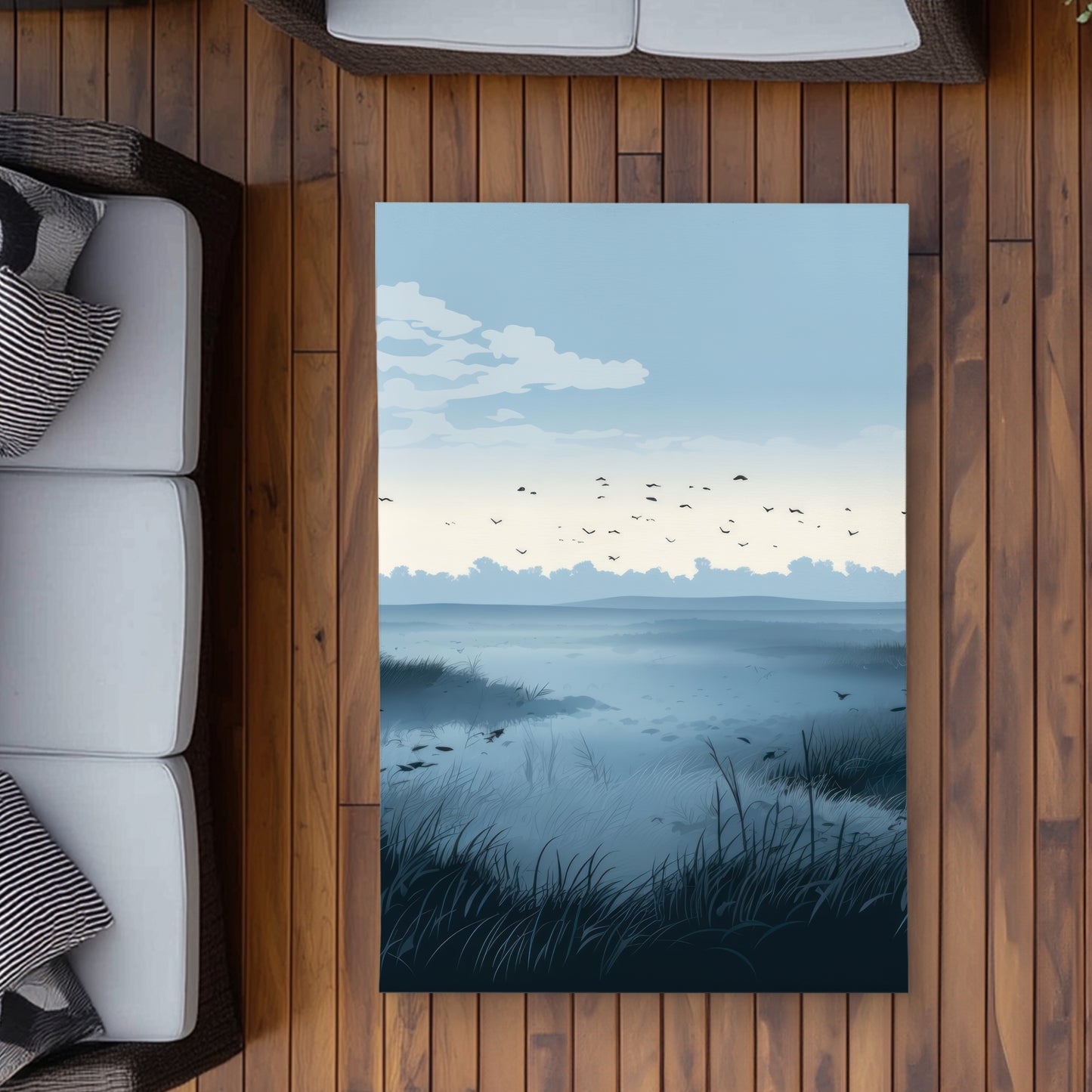 Evening Marsh - Blue Outdoor Area Rug for Home Decor