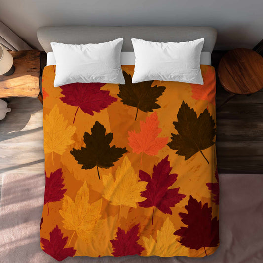 Autumn Glow Leaves Duvet Cover | Cozy Home Decor Bedding