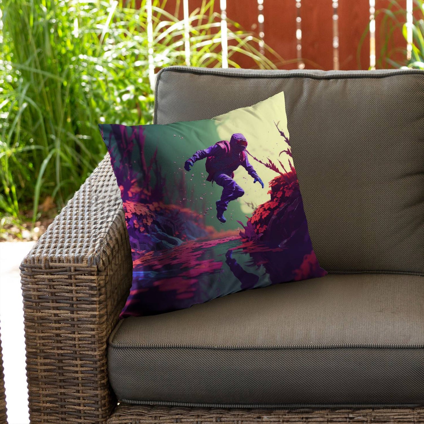 Neon leap - Throw pillow - Print on demand