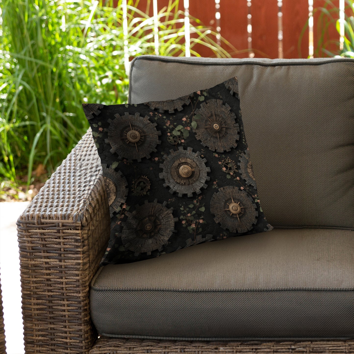 Cog Pattern Gray Poly Twill Throw Pillow Insert | Home Decor