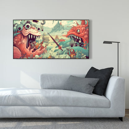 Day of Reckoning - Blue Framed Canvas for Home Decor