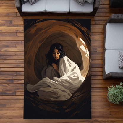 Warm embrace - Beige Outdoor Area Rug for Home Decor