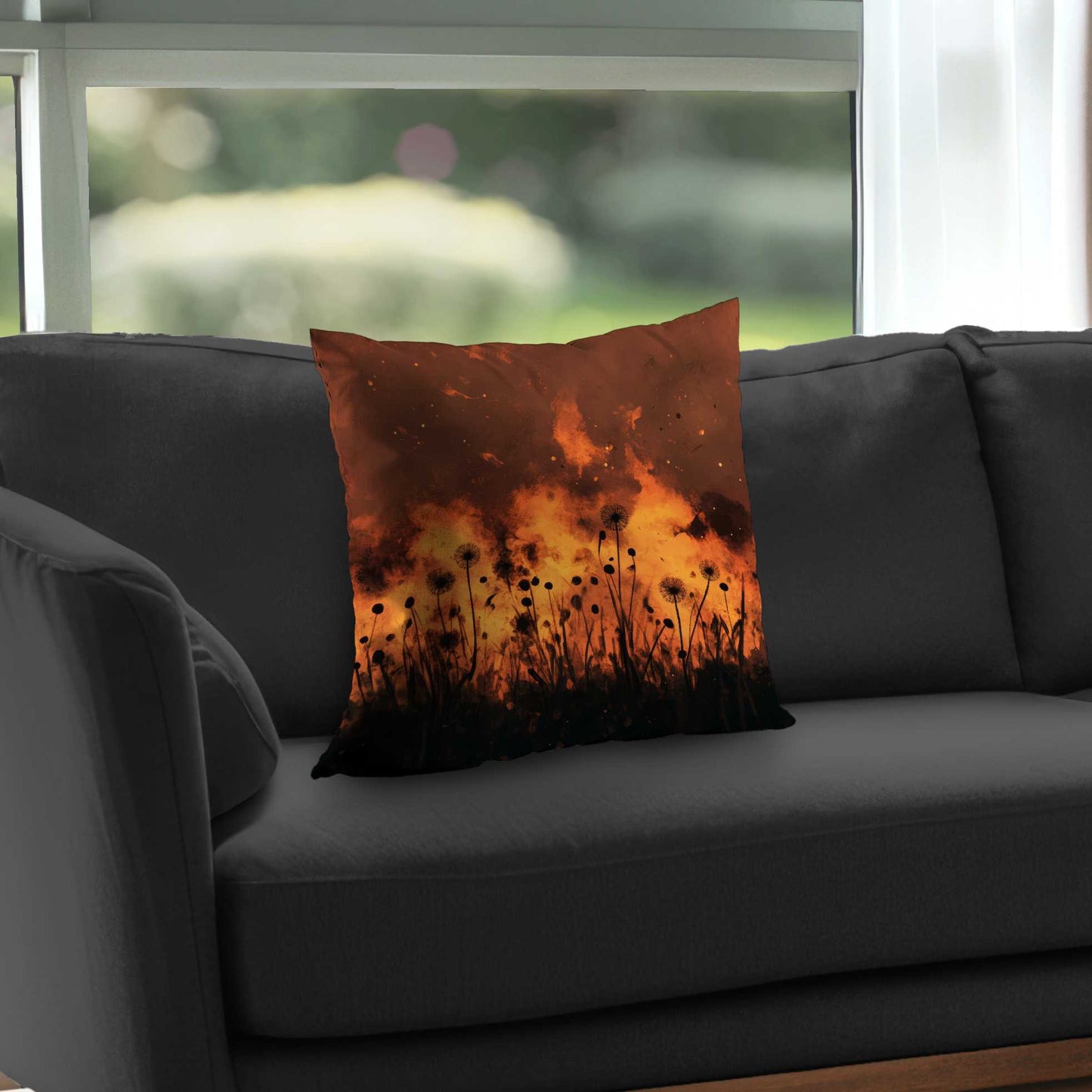 Ablaze Poly Twill Throw Pillow - Stylish Home Decor Accent