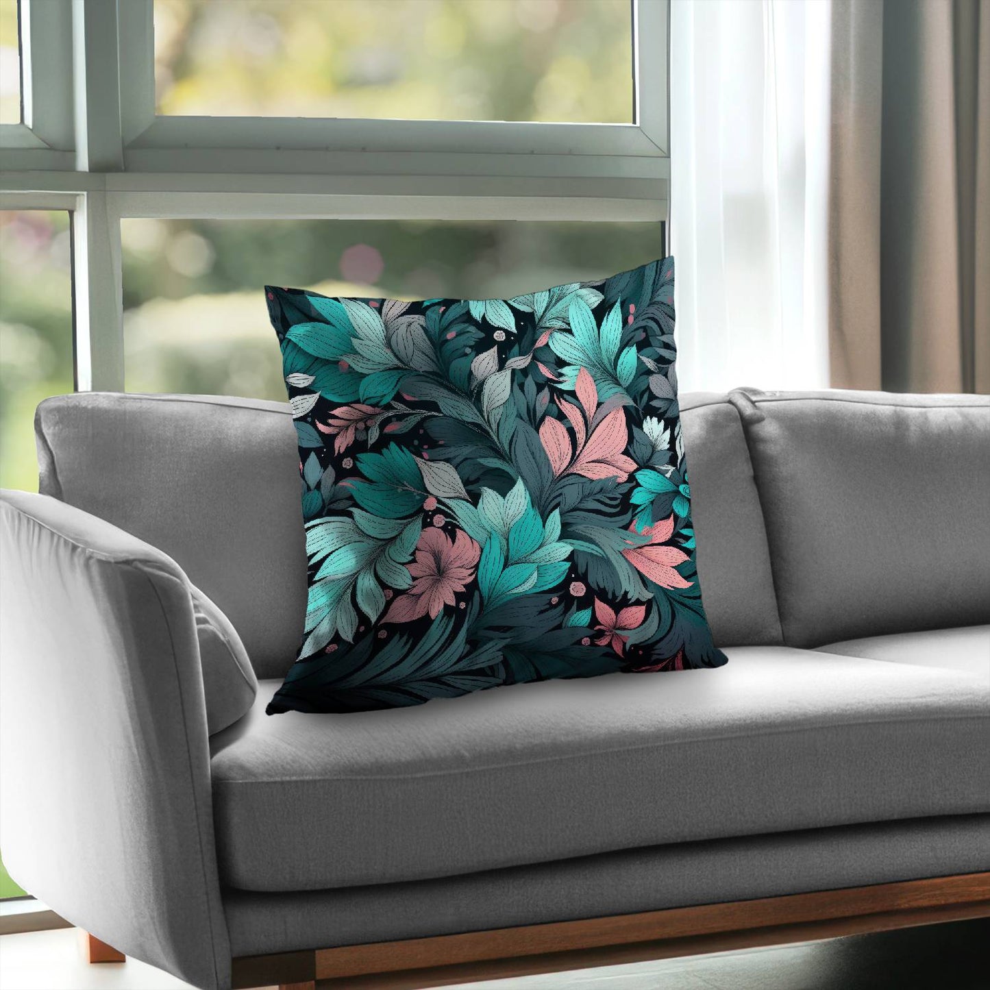 Neon leaves - Throw pillow - Print on demand