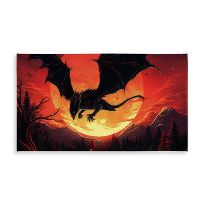 The dragon's wrath - Black indoor outdoor tablecloth | Decor
