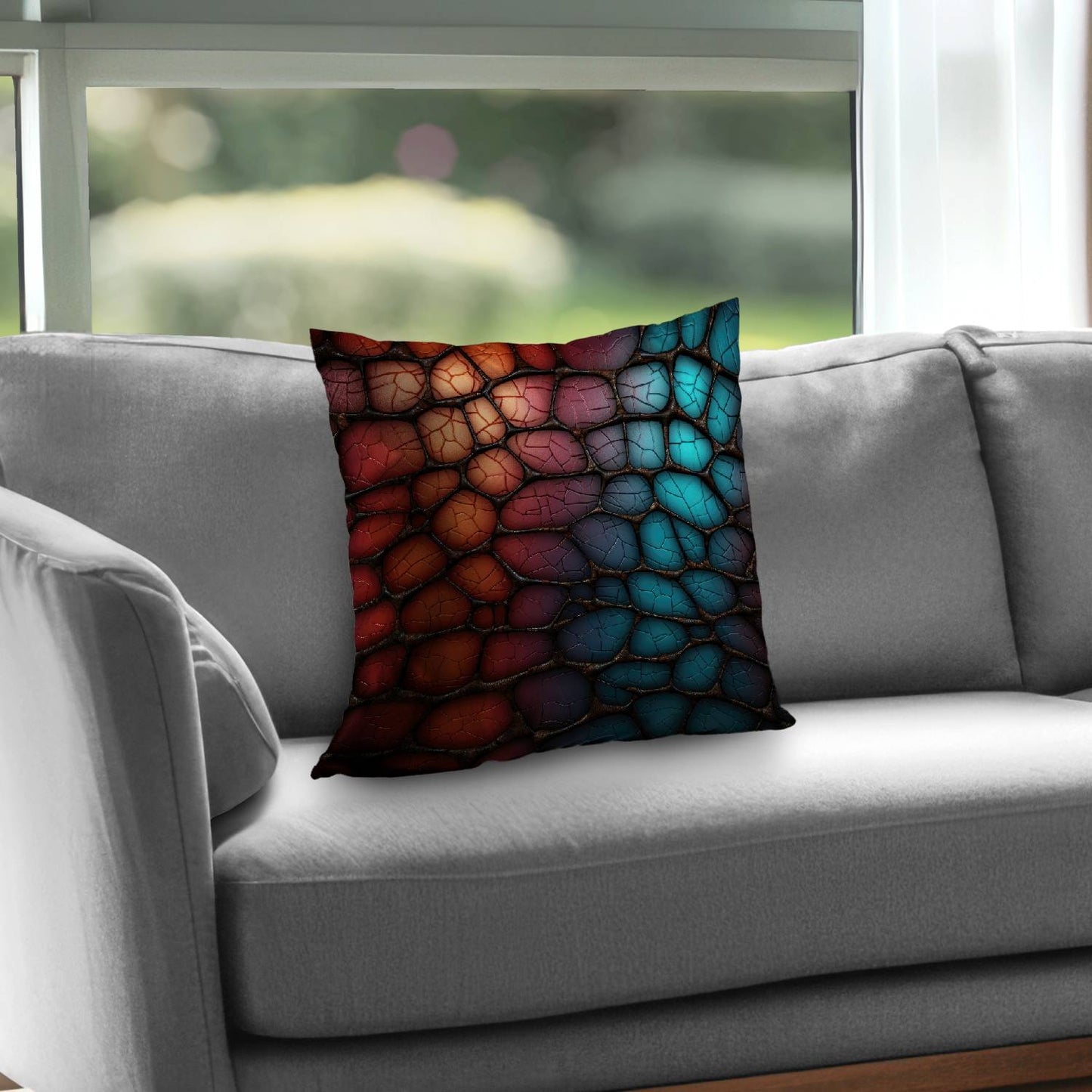 Oily leather - Throw pillow - Print on demand