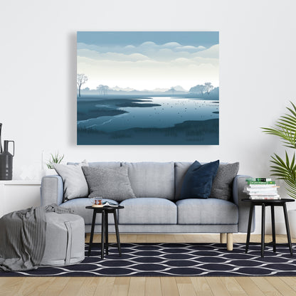 Minimalist Swamp - White Canvas Home Decor | Modern Art