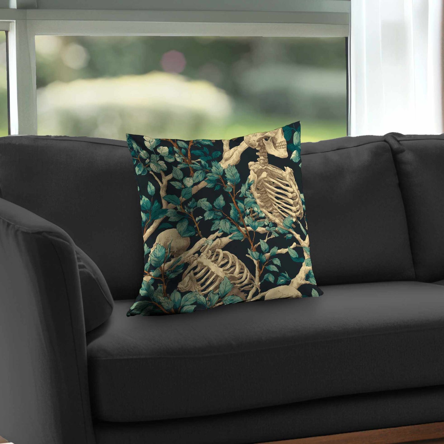 Sticks and Skulls Poly Twill Throw Pillow - Home Decor