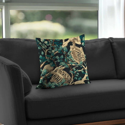 Sticks and Skulls Poly Twill Throw Pillow - Home Decor