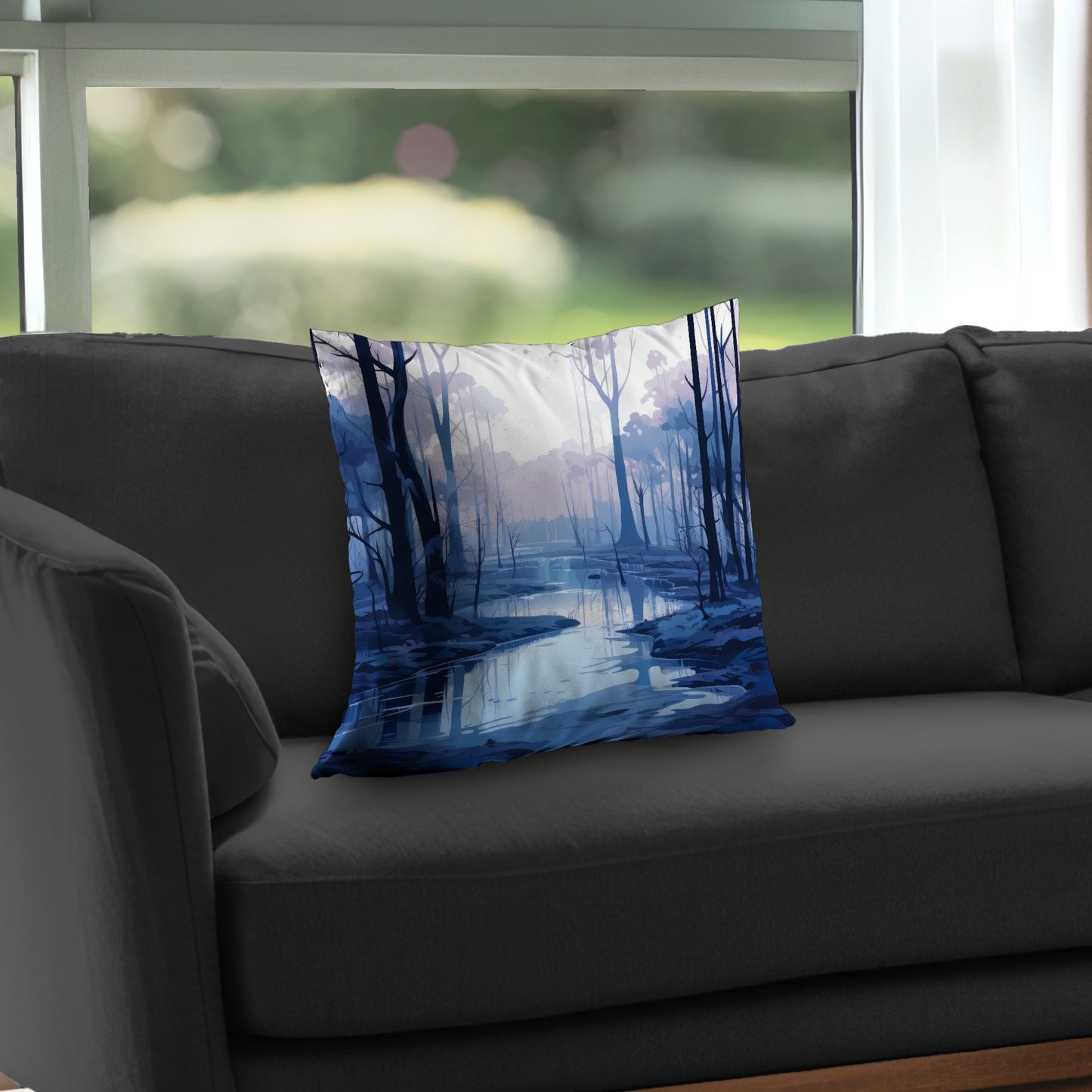Cold and Muddy Blue Poly Twill Throw Pillow Insert | Home Decor