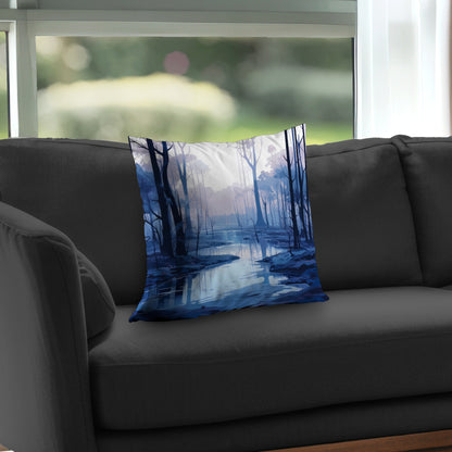 Cold and Muddy Blue Poly Twill Throw Pillow Insert | Home Decor
