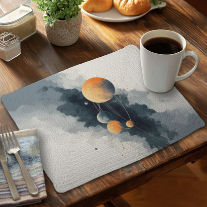Nappe en polyester tressé motif cercle de planètes pour la décoration intérieure