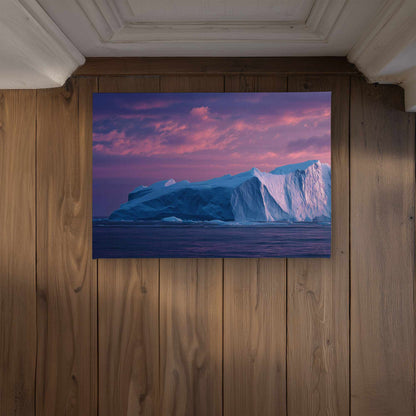Iceberg at Dusk Pink Winter Door Mat | Indoor Outdoor Decor