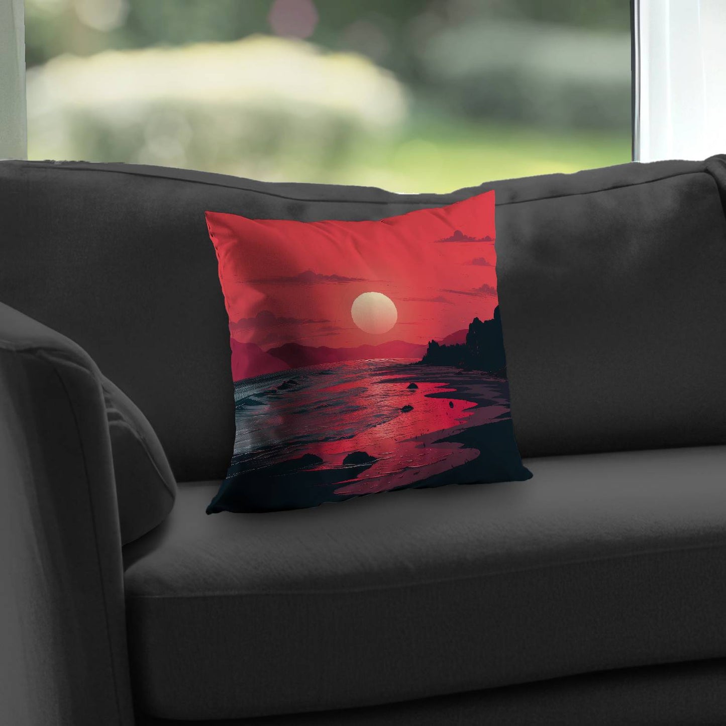 Red sky - Throw pillow - Print on demand