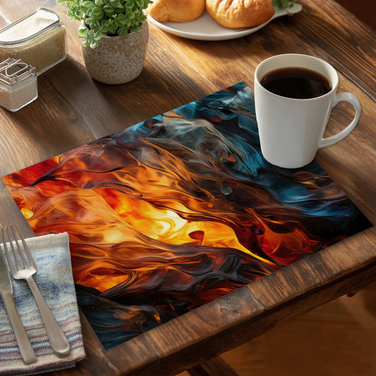 Crystallized Fire - Blue Polyester Placemat for Home Decor