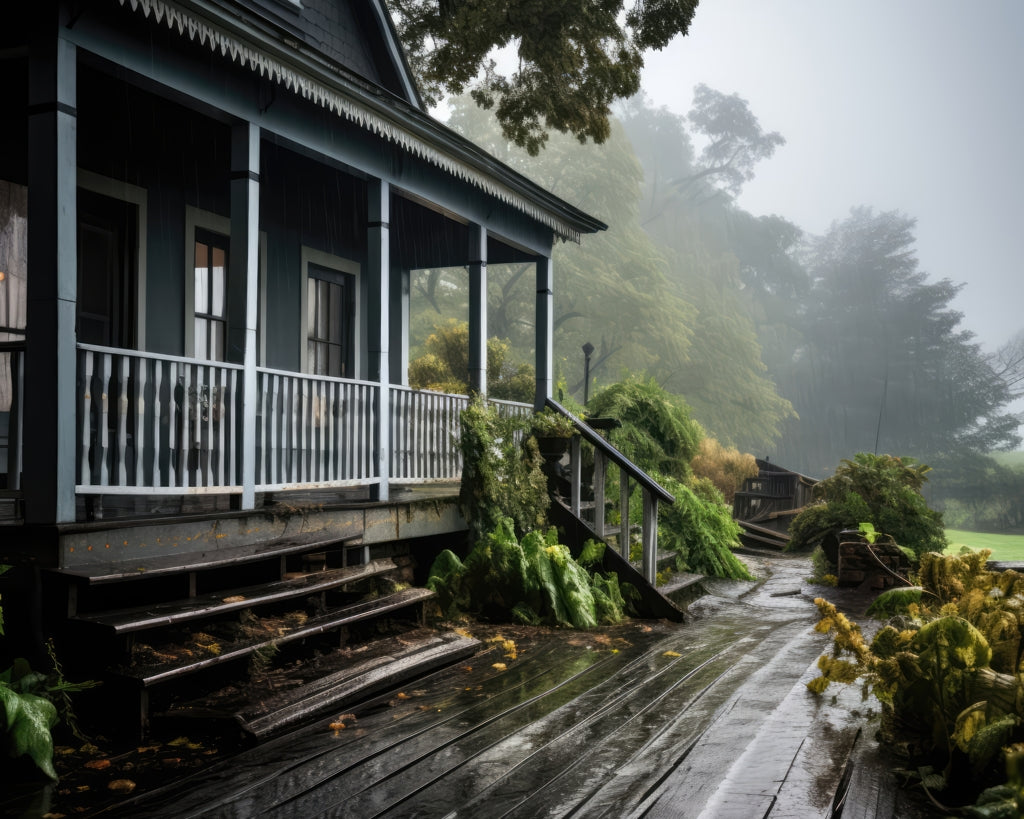 Napperon tressé en polyester Rainy Porch pour la décoration intérieure