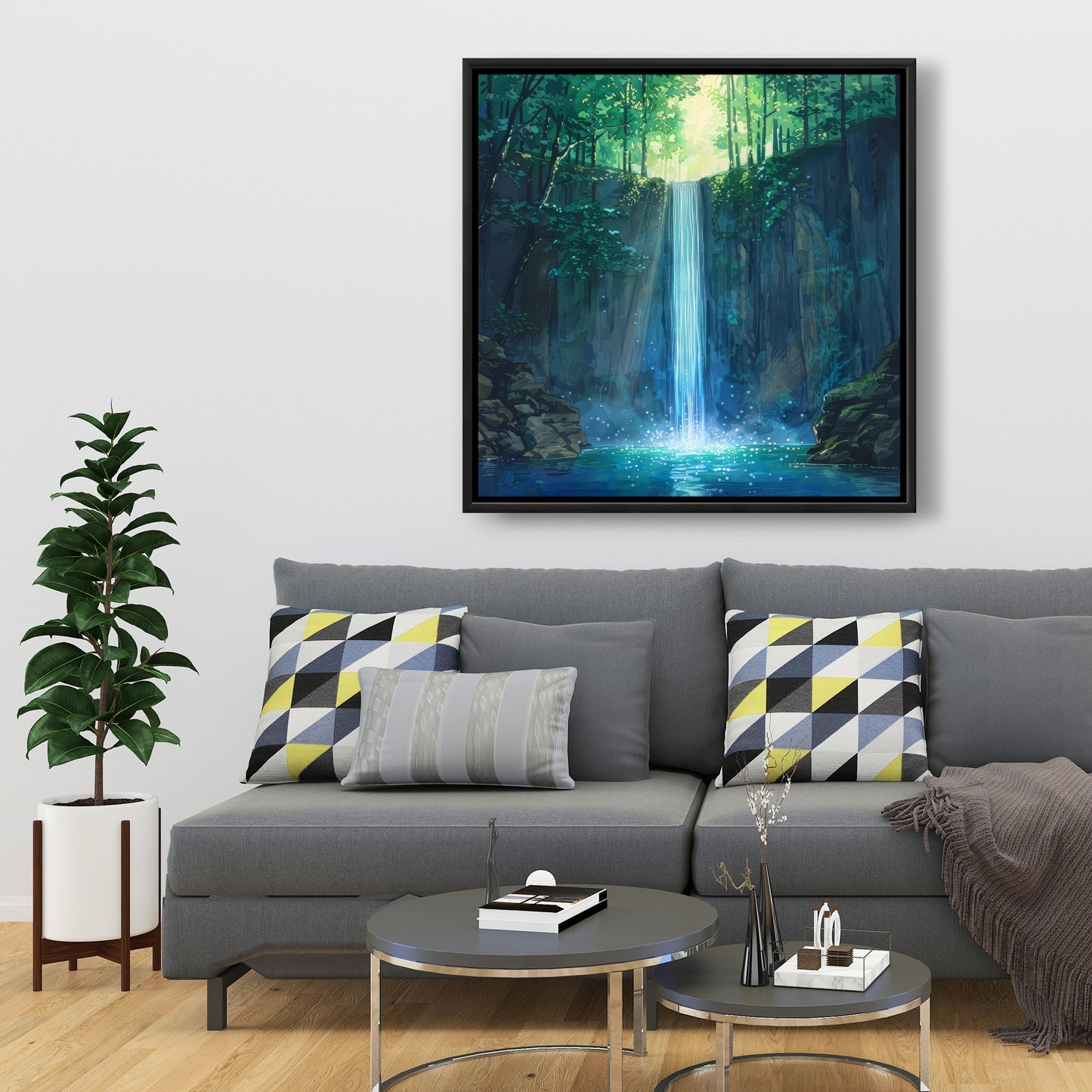 Waterfall - Framed Canvas - Print on demand