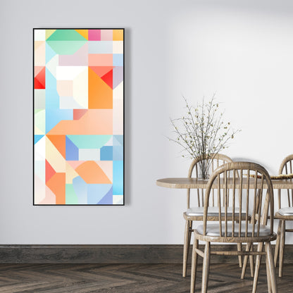 Geometric Cadence - Blue Framed Canvas for Home Decor