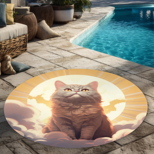 Intangible purr Beige Round Outdoor Area Rug - Home Decor