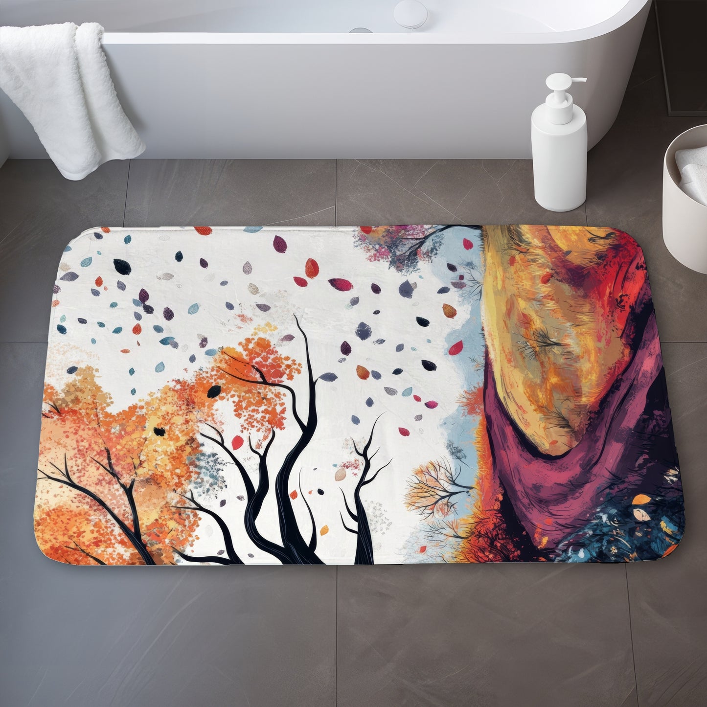 Blowing leaves - 17"x24" Bath mat