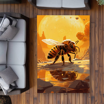 Bee World Yellow Outdoor Area Rug | Stylish Home Decor