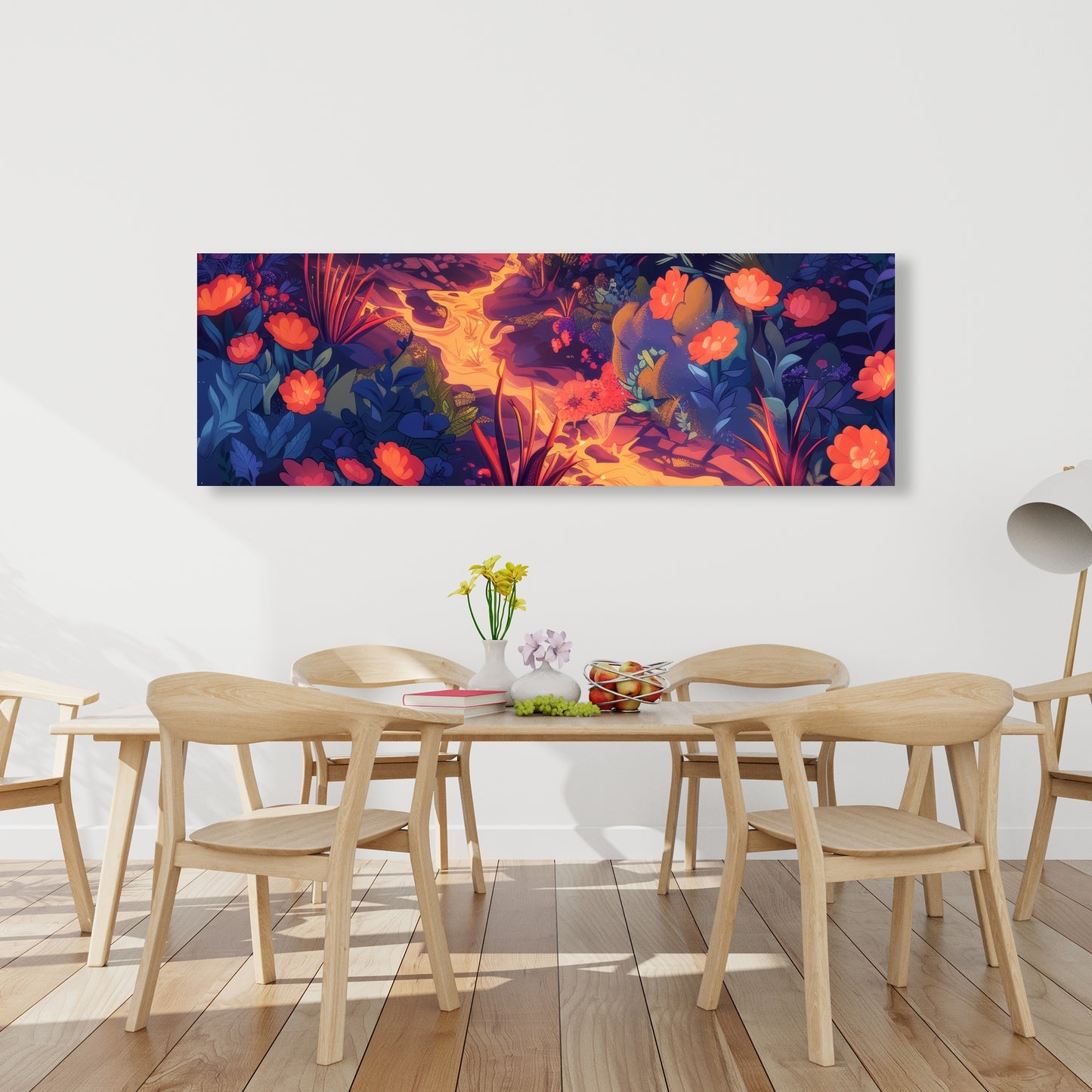 Burning Flowers - Pink Canvas Art for Home Decor | Stylish Decor