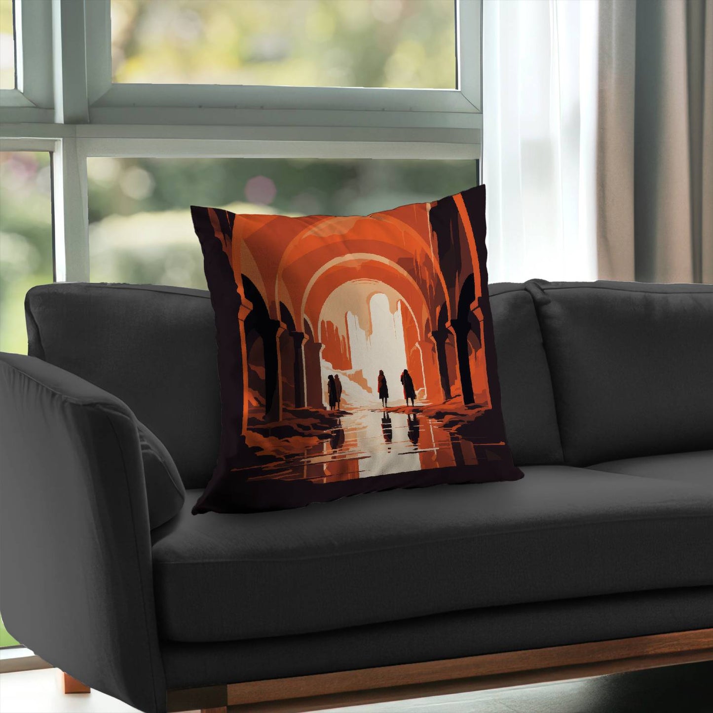 In the ruins - Throw pillow - Print on demand