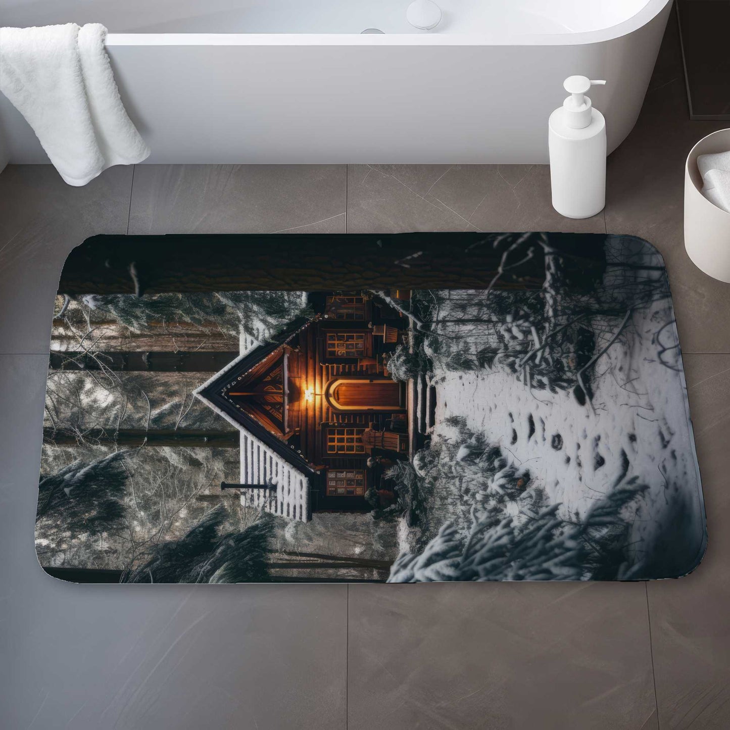 Le tapis de bain The Lone Cabin | Tapis douillet pour la maison