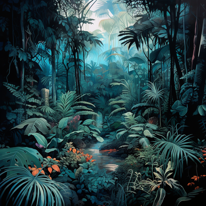 Deep in the Jungle Turquoise Poly Twill Throw Pillow - Decor