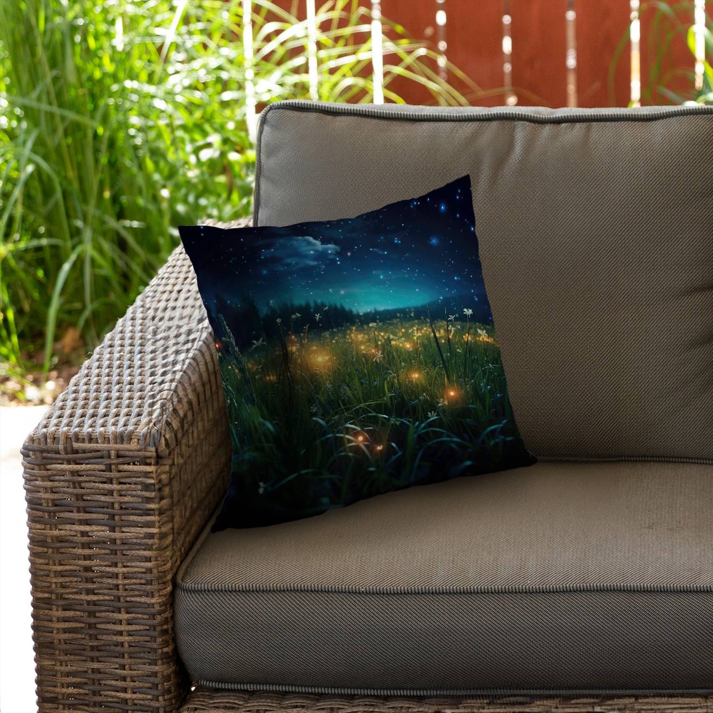 Fireflies at night - Throw pillow - Print on demand