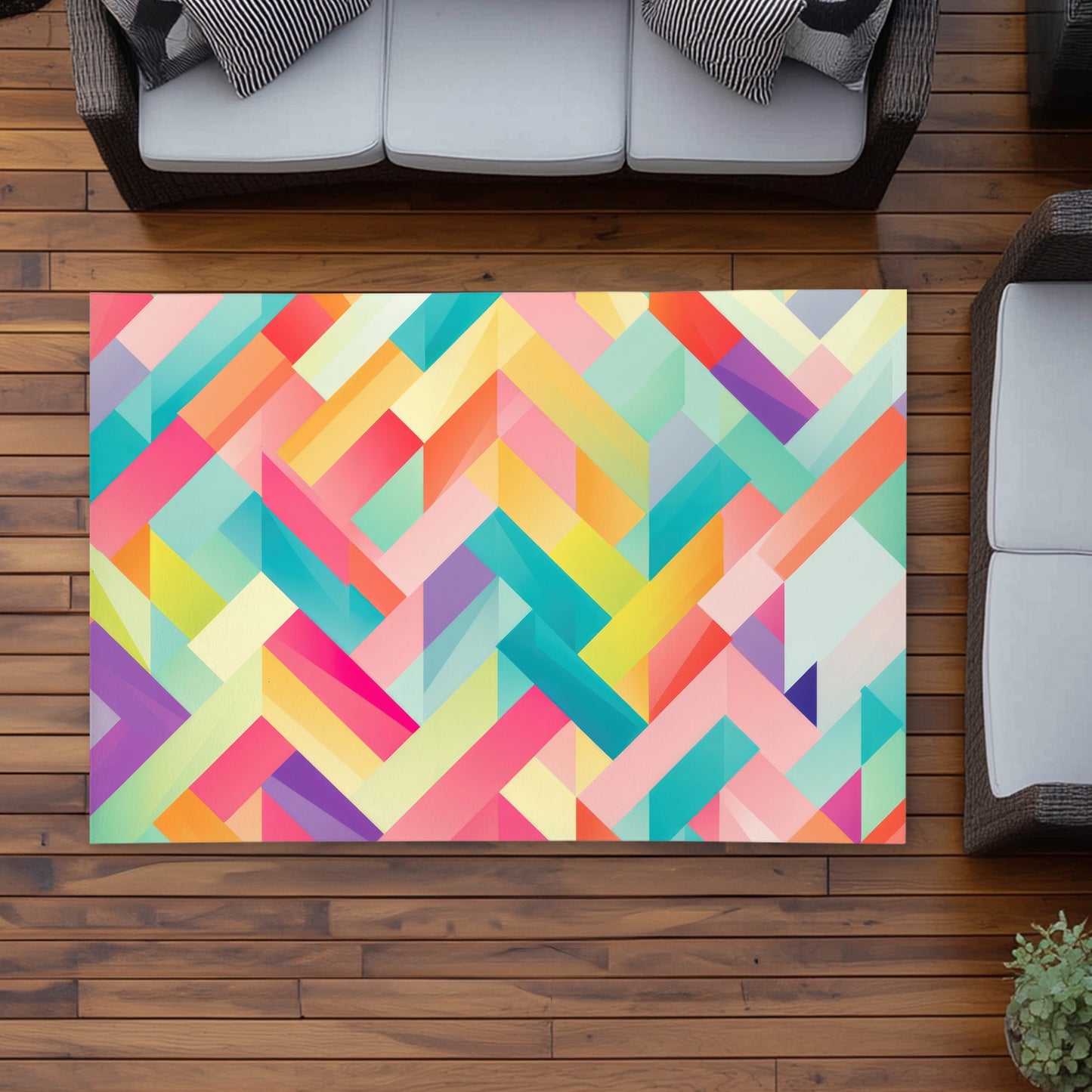 Stripe Harmony Turquoise Outdoor Area Rug | Decor Essentials