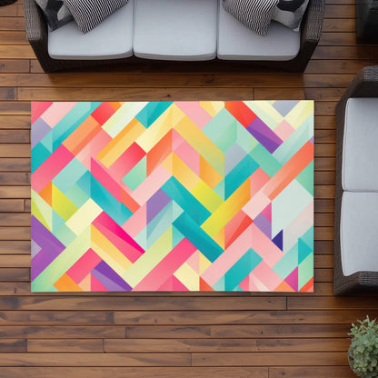 Stripe Harmony Turquoise Outdoor Area Rug | Decor Essentials