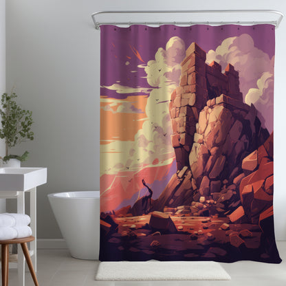 Standing Above Beige Shower Curtain for Elegant Home Decor