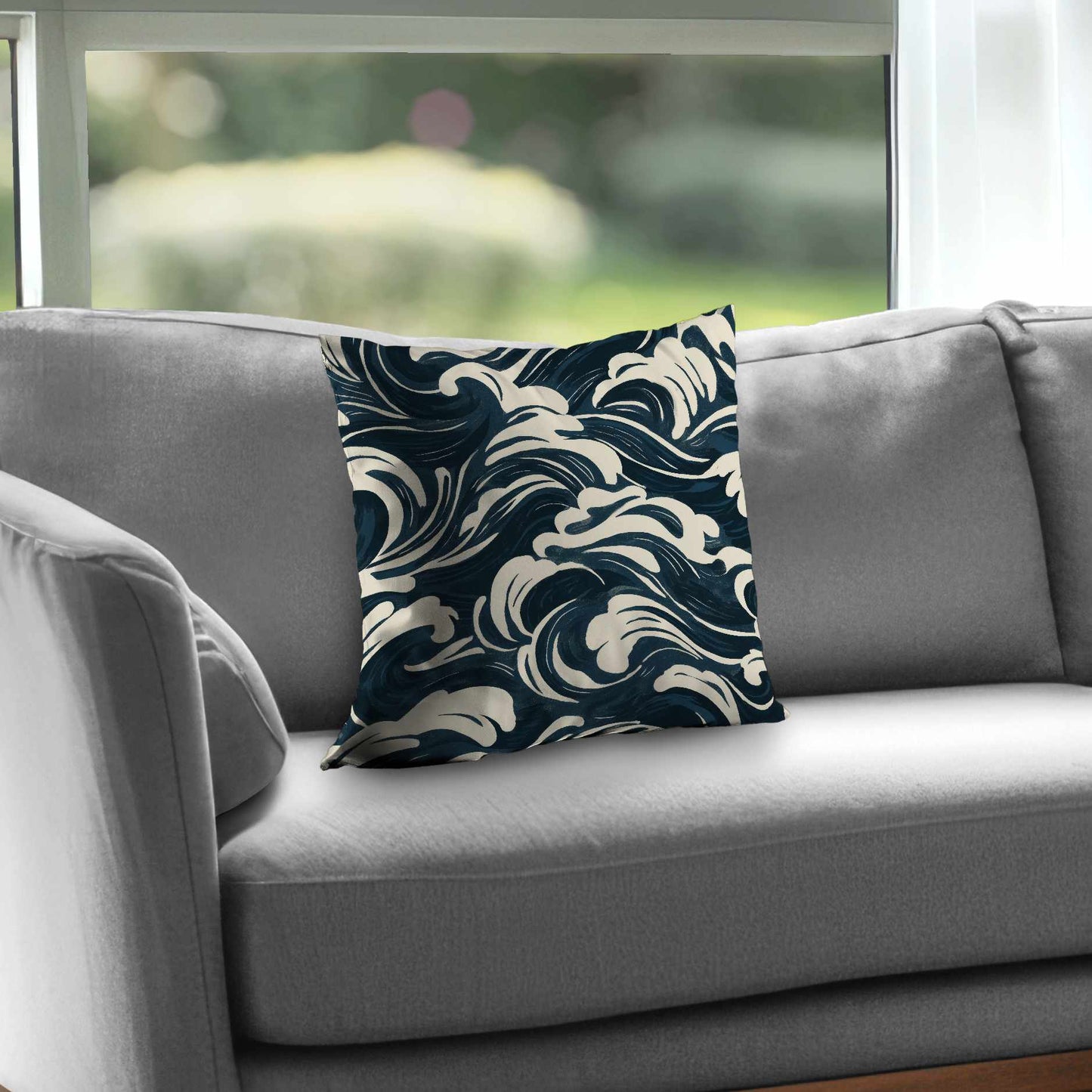 Midnight Ocean Flow Poly Twill Throw Pillow | Home Decor