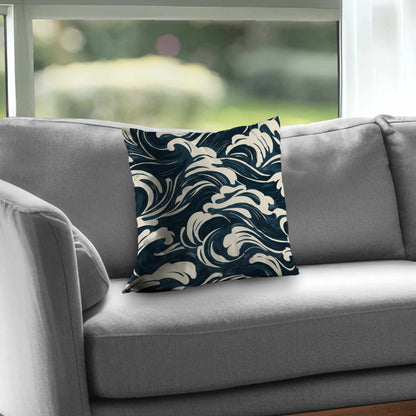 Midnight Ocean Flow Poly Twill Throw Pillow | Home Decor