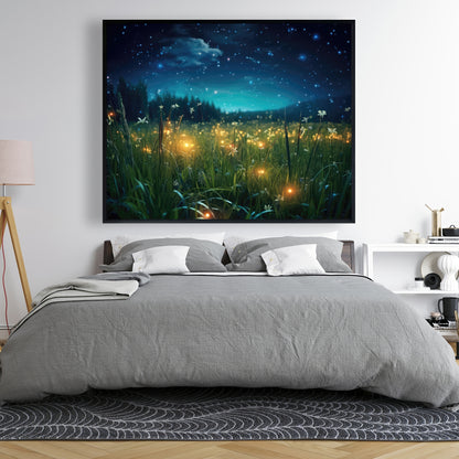 Fireflies at night - 36"x36" Framed canvas