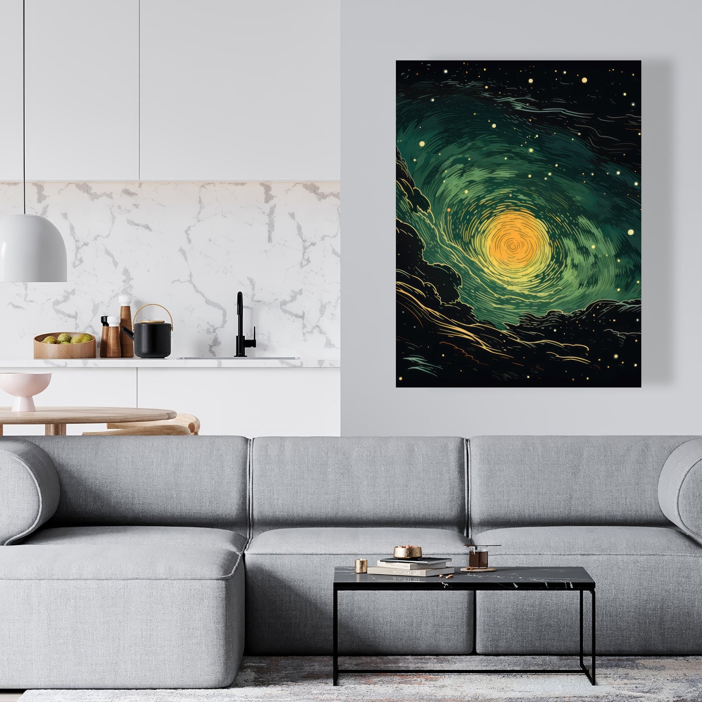 Turmoil in Space - Yellow Canvas Art for Home Decor