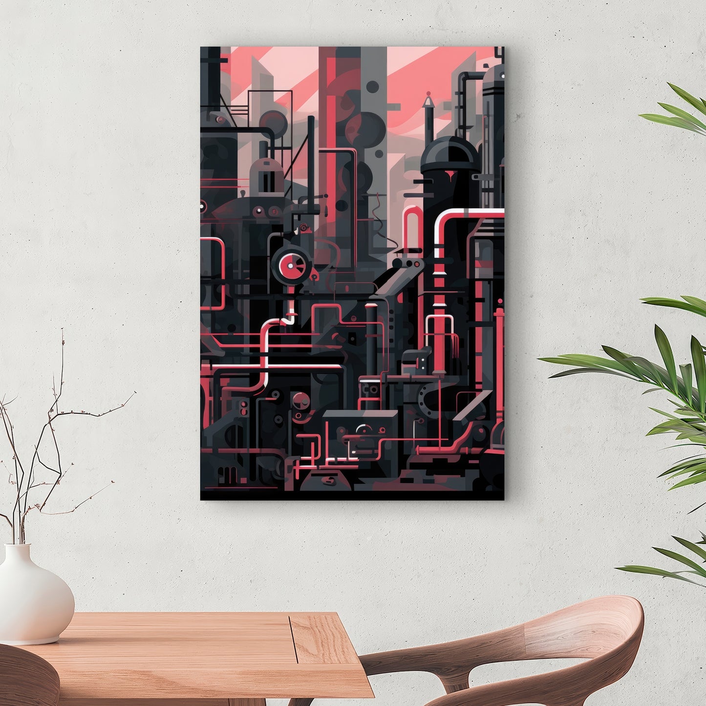 Industrial Empire - Red Canvas Art for Home Decor