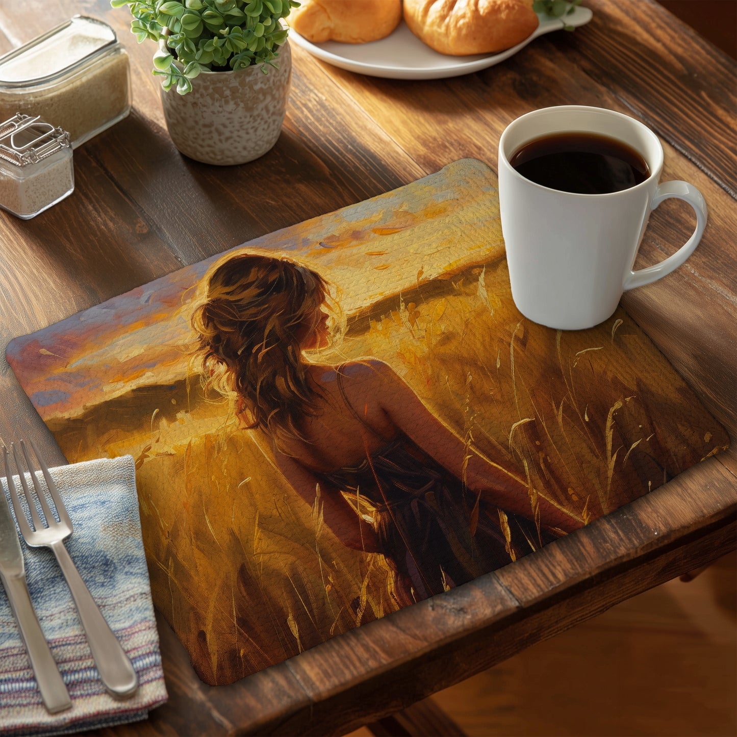 Warm field Braided Polyester Placemat for Home Decor