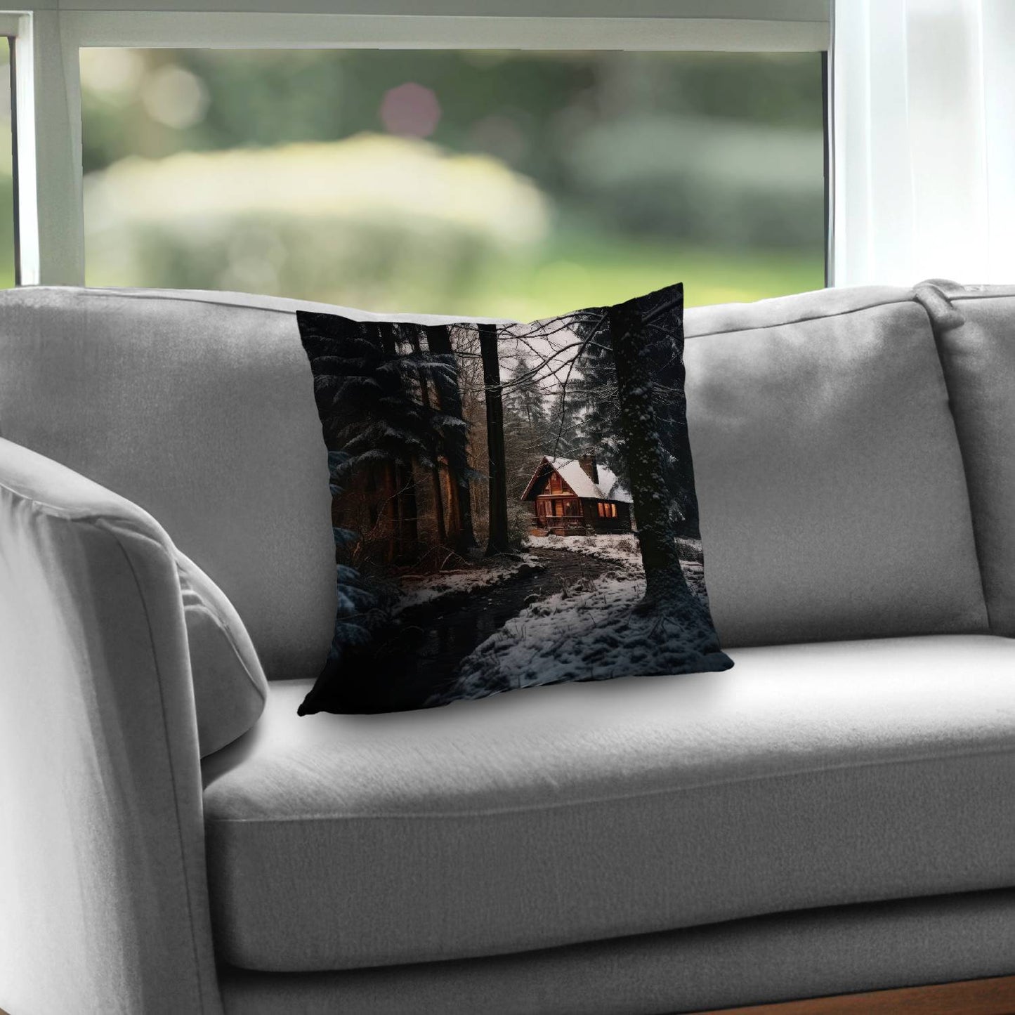 Coussin décoratif en sergé de polyester « Au bord de la rivière » | Décoration d'intérieur élégante